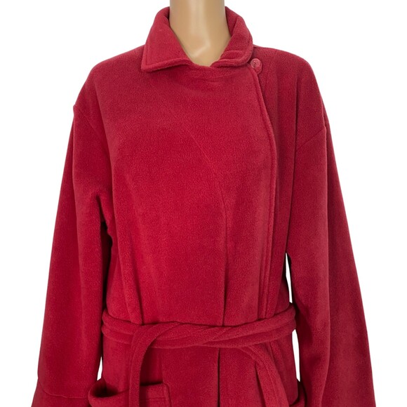 L.L. Bean Womens Red Maxi Long Sleeve Fleece Robe Size Large - Picture 6 of 10